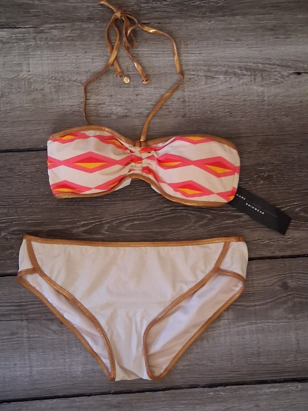 new Marc Jacobs Bikini Swimsuit Tapioca Strapless XS Small